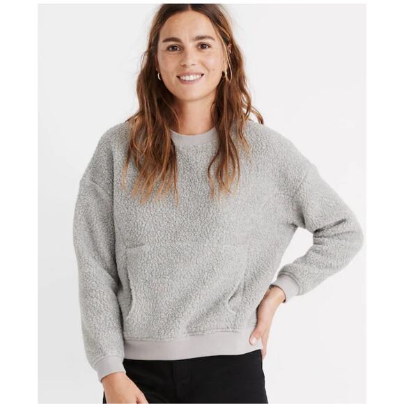 Madewell Polartec Fleece Crewneck Sweatshirt Medium Sweet Dahlia Thick Warm - Picture 2 of 8